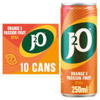 J2O Orange & Passionfruit Drink 10x250ml Cans Refreshing Summer Juice