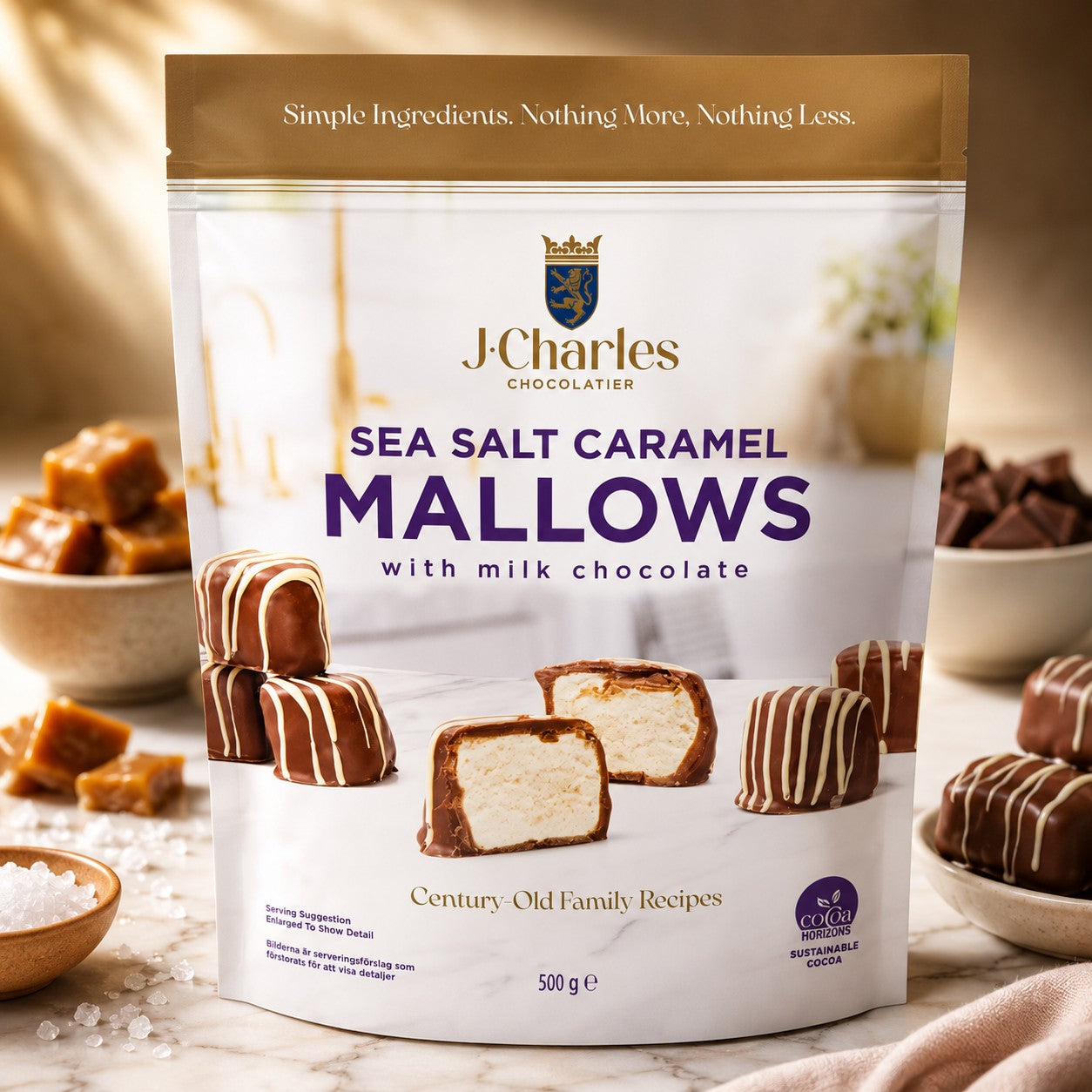 J.Charles Sea Salt Caramel Mallows 500g Soft Gourmet Marshmallow Treats