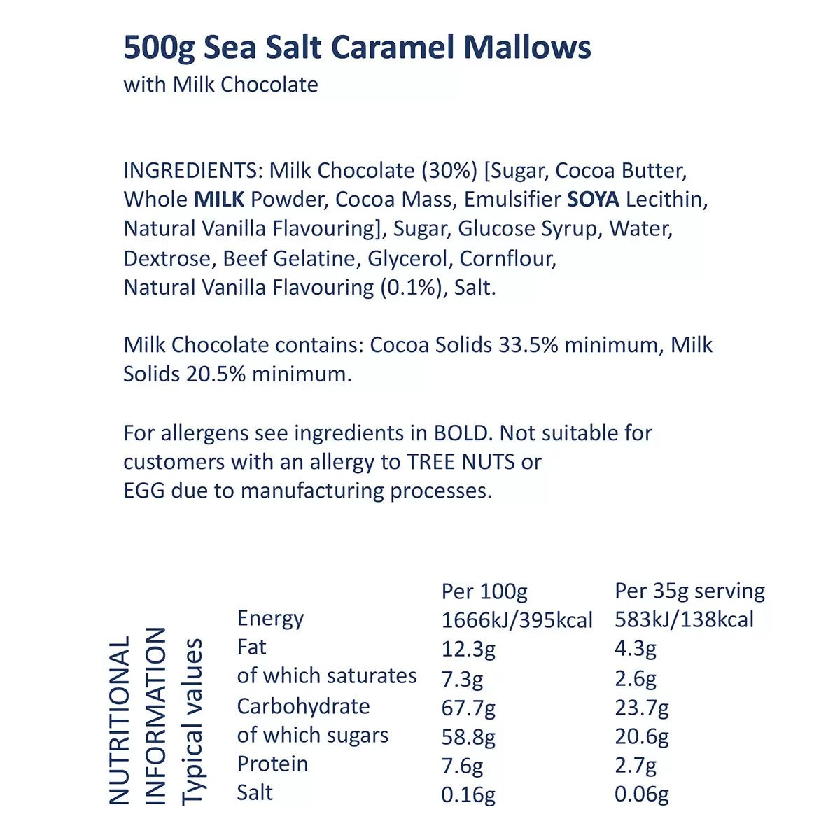 J.Charles Sea Salt Caramel Mallows 500g Soft Gourmet Marshmallow Treats