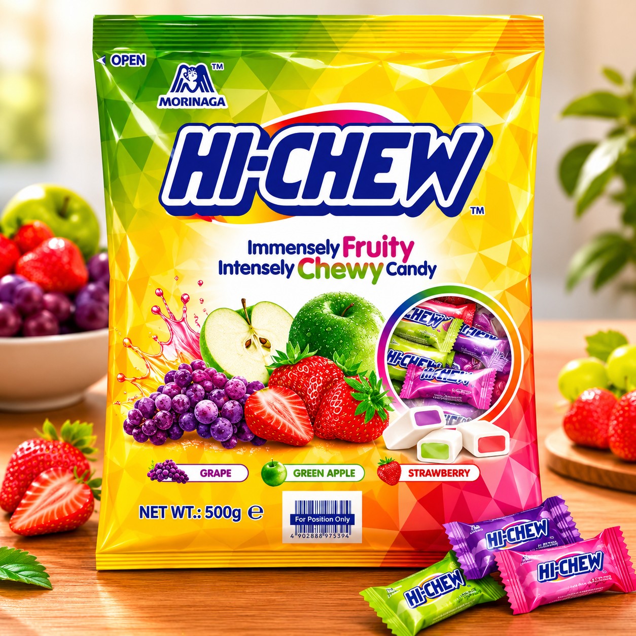 Hi-Chew Assorted Chewy Sweets 500g Fruity Chewy Candy Selection Pack