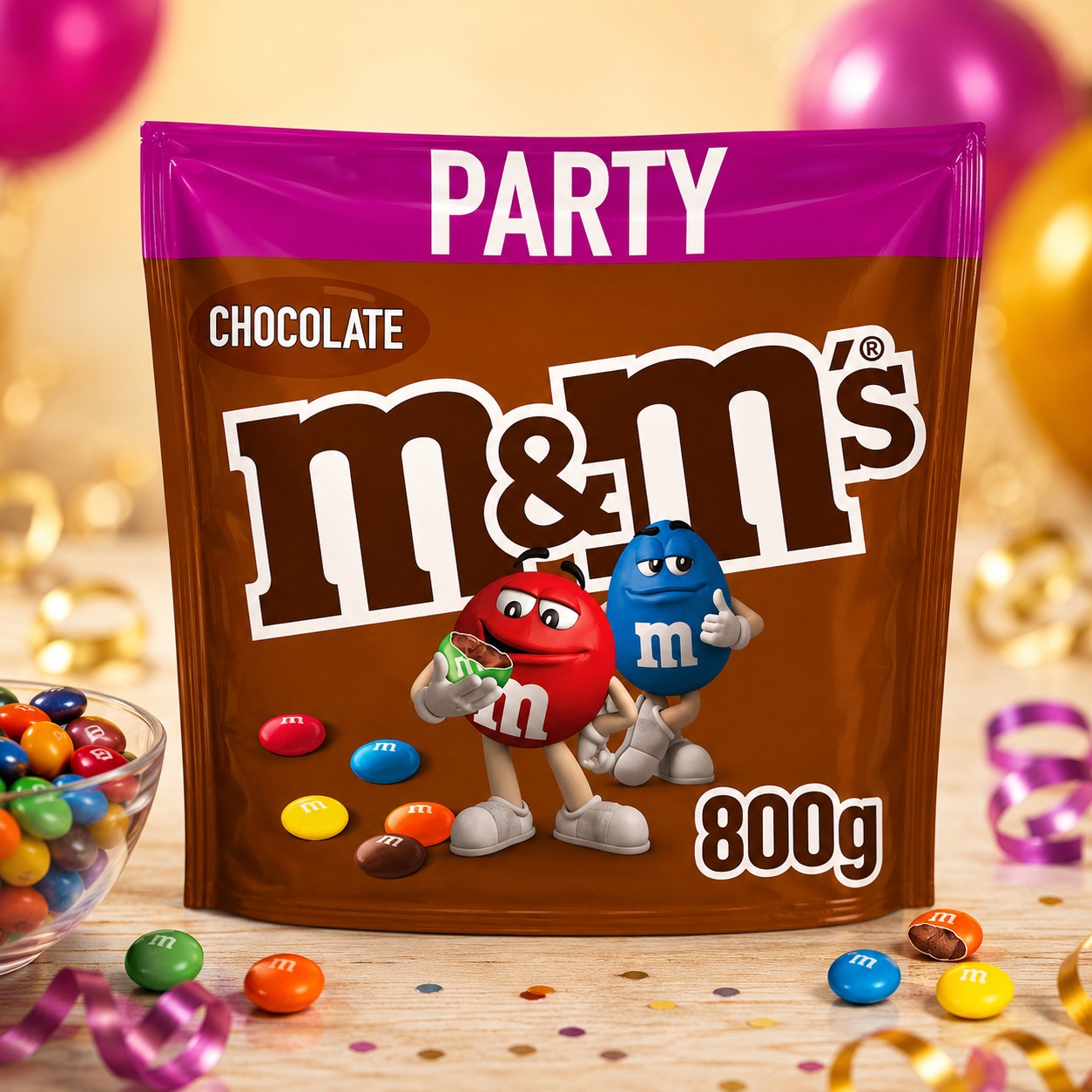 M&M's Milk Chocolate Bites Party Bag 800g Colourful Chocolate Candy Sharing Pack