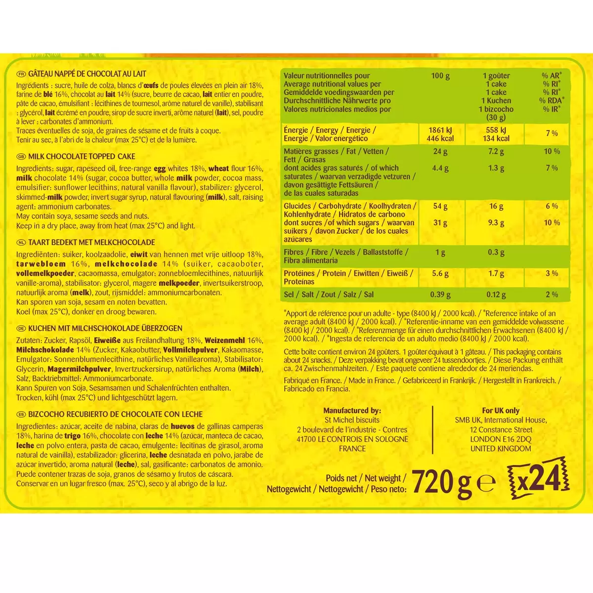 St Michel Chocolate Coated Doonuts 24 Pack – Individually Wrapped Soft Donuts with Chocolate Coating