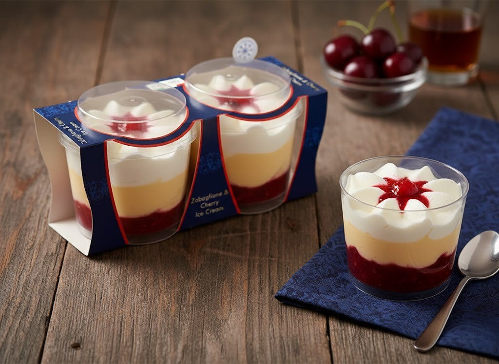 Zabaglione & Cherry Ice Cream Pots 2 x 150ml Summer Dessert Treat