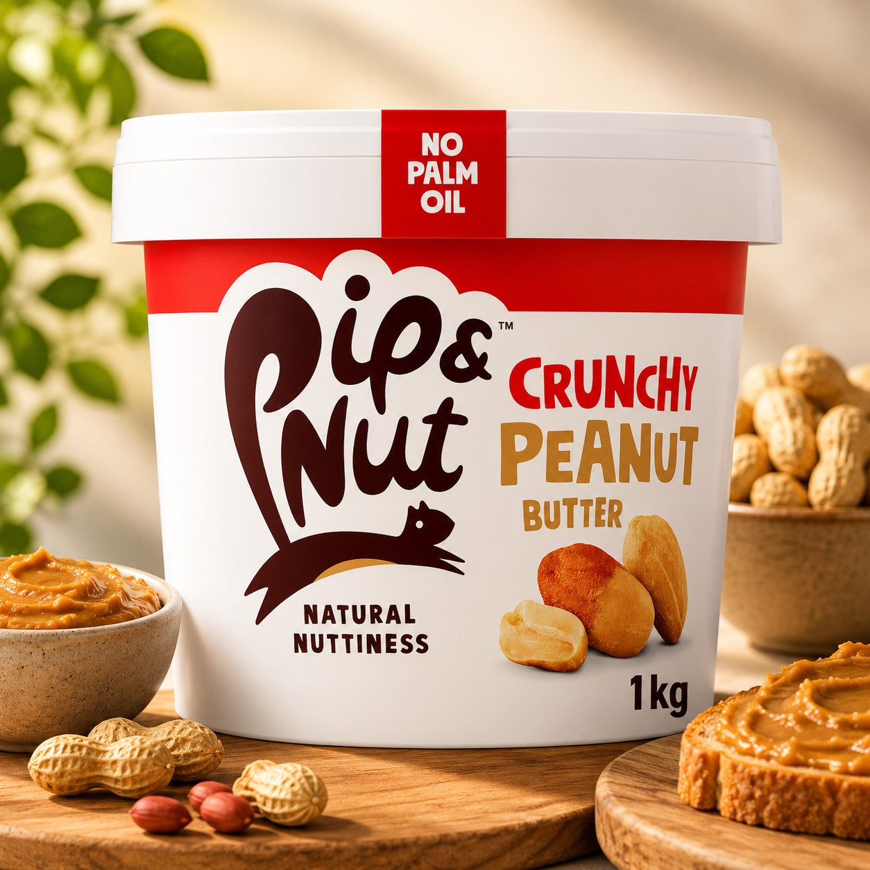 Pip & Nut Crunchy Peanut Butter 1kg High Protein Nut Butter Spread