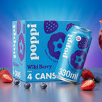 Poppi Wild Berry Soda Cans 4x330ml Mixed Berry Sparkling Refreshment