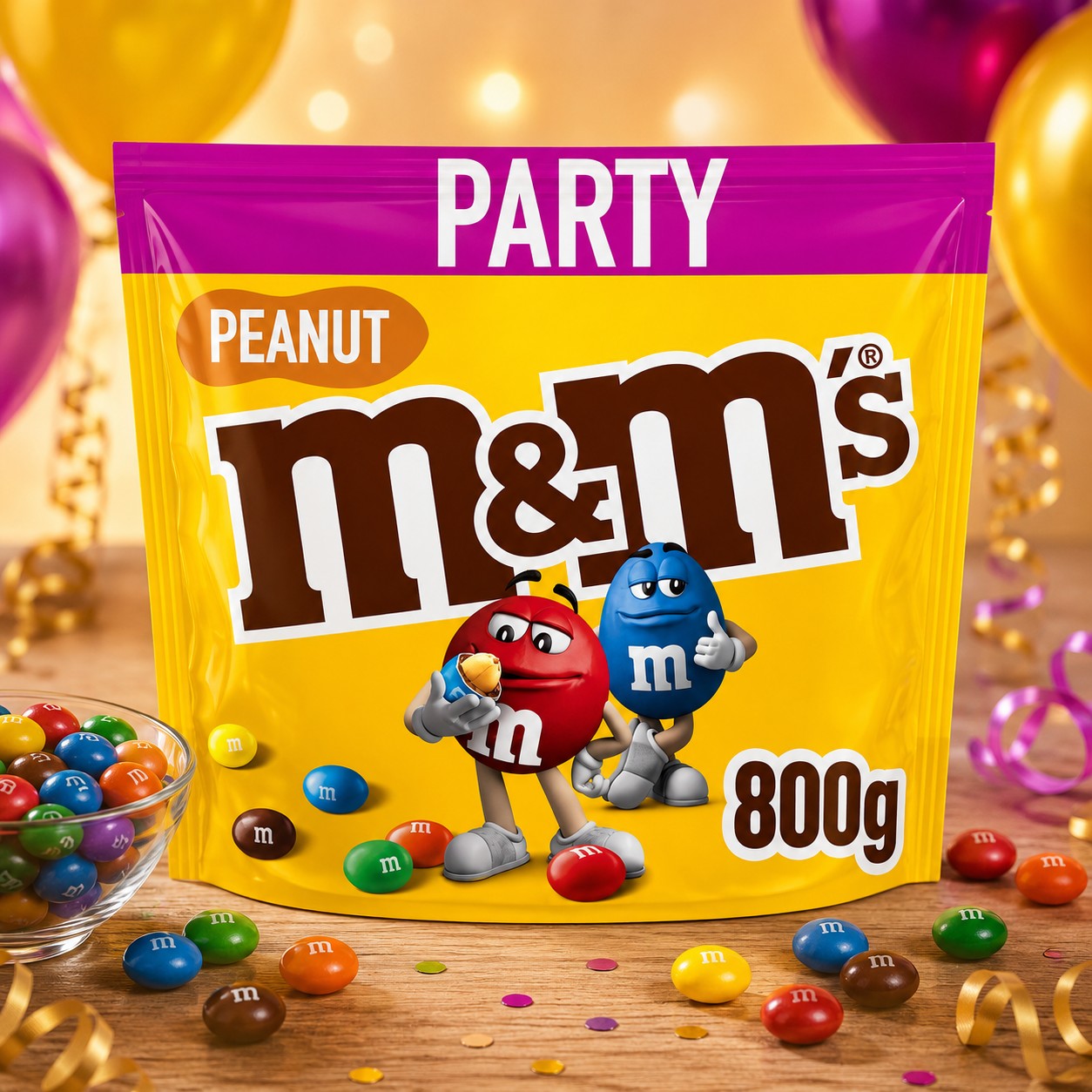 M&M's Peanut Milk Chocolate Party Bag 800g Chocolate Peanut Candy Sharing Pack