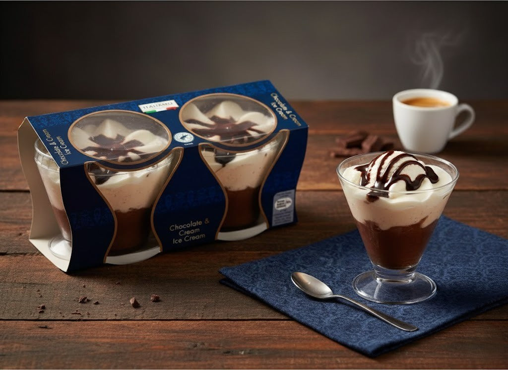 Chocolate & Cream Ice Cream 2 x 150ml Summer Delight Dessert