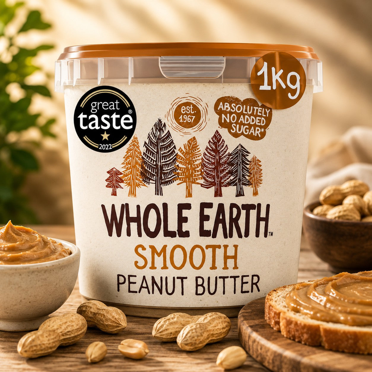 Whole Earth Smooth Peanut Butter 1kg Creamy High Protein Nut Butter Spread