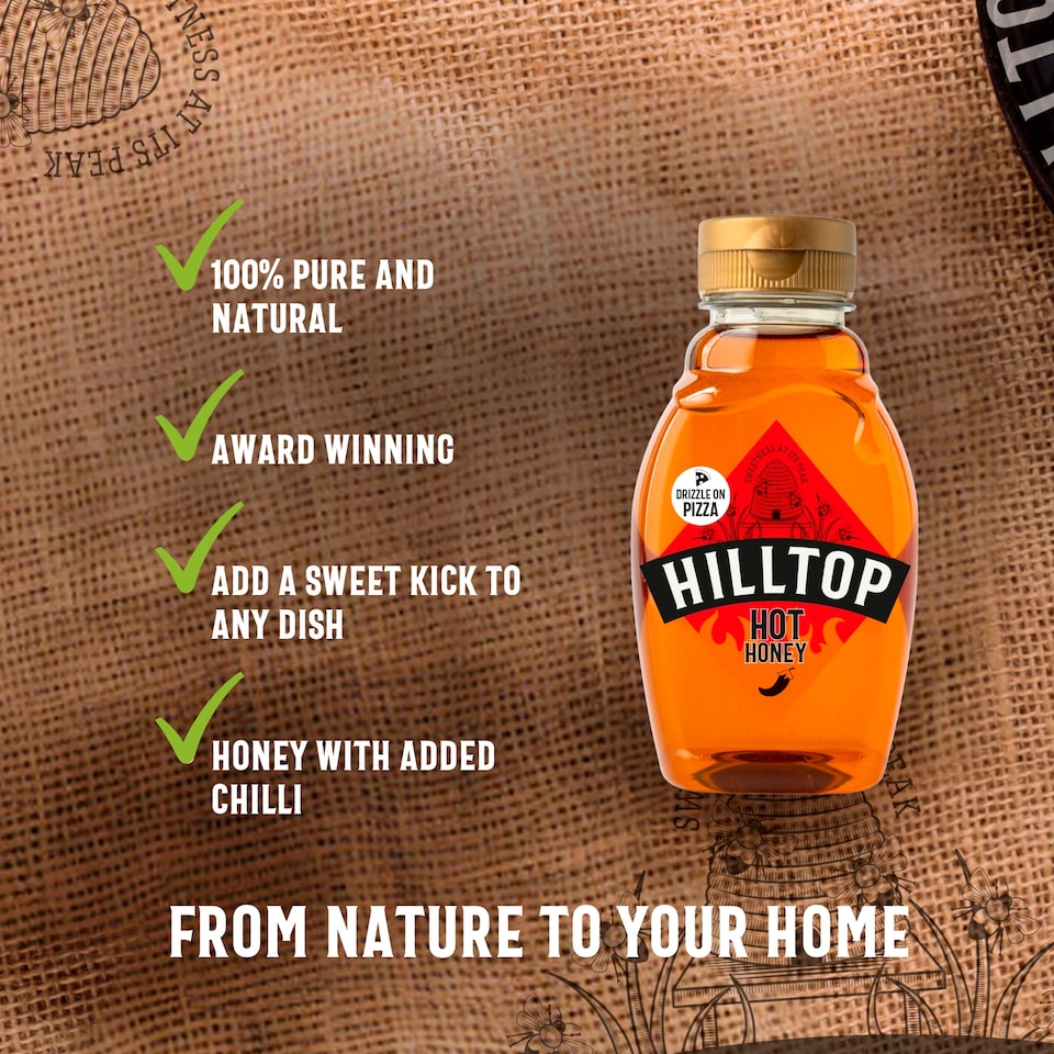 Hilltop Hot Honey 340g Sweet Spicy Honey Sauce Drizzle