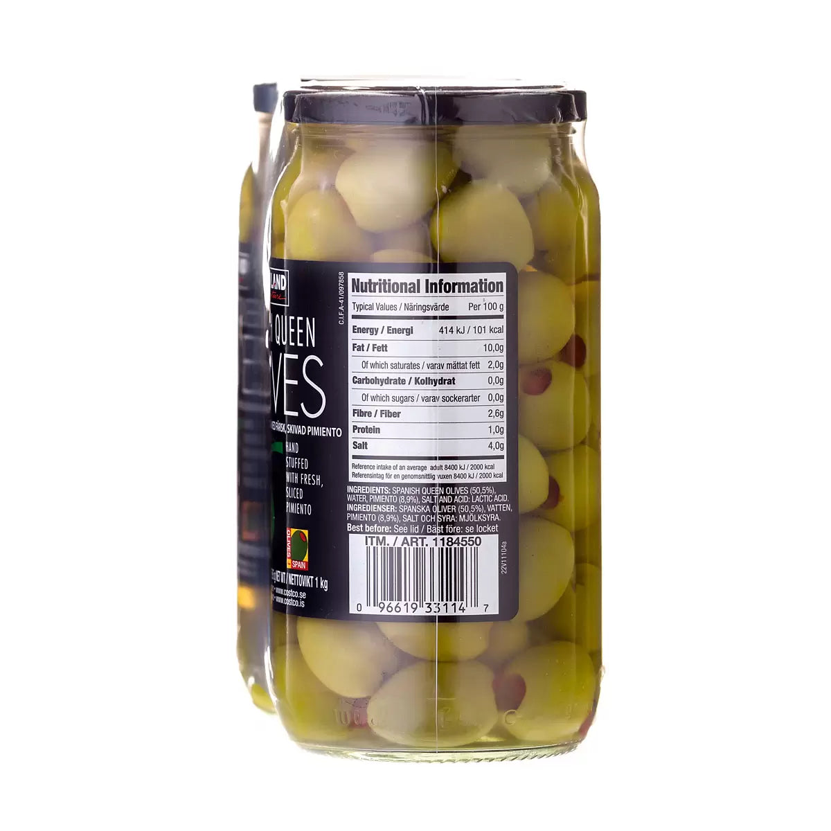 Kirkland Signature Spanish Queen Pimiento Stuffed Olives, 595g