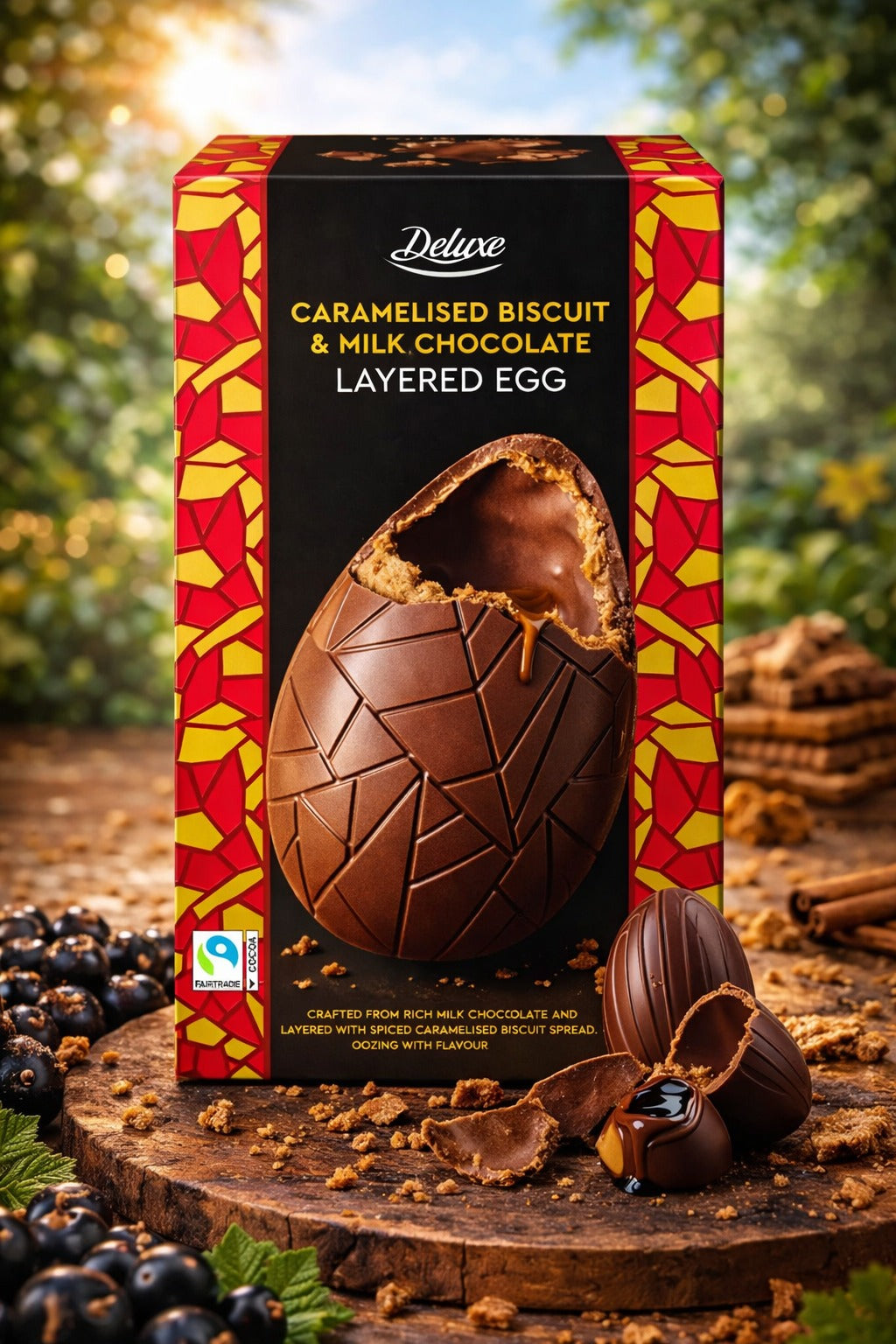 Deluxe Caramelised Biscuit & Milk Chocolate Layered Easter Egg 300g Summer Treat