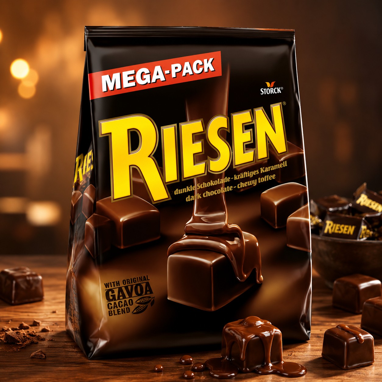 Riesen Dark Chocolate Toffee 900g Chewy Chocolate Caramel Candy Pack