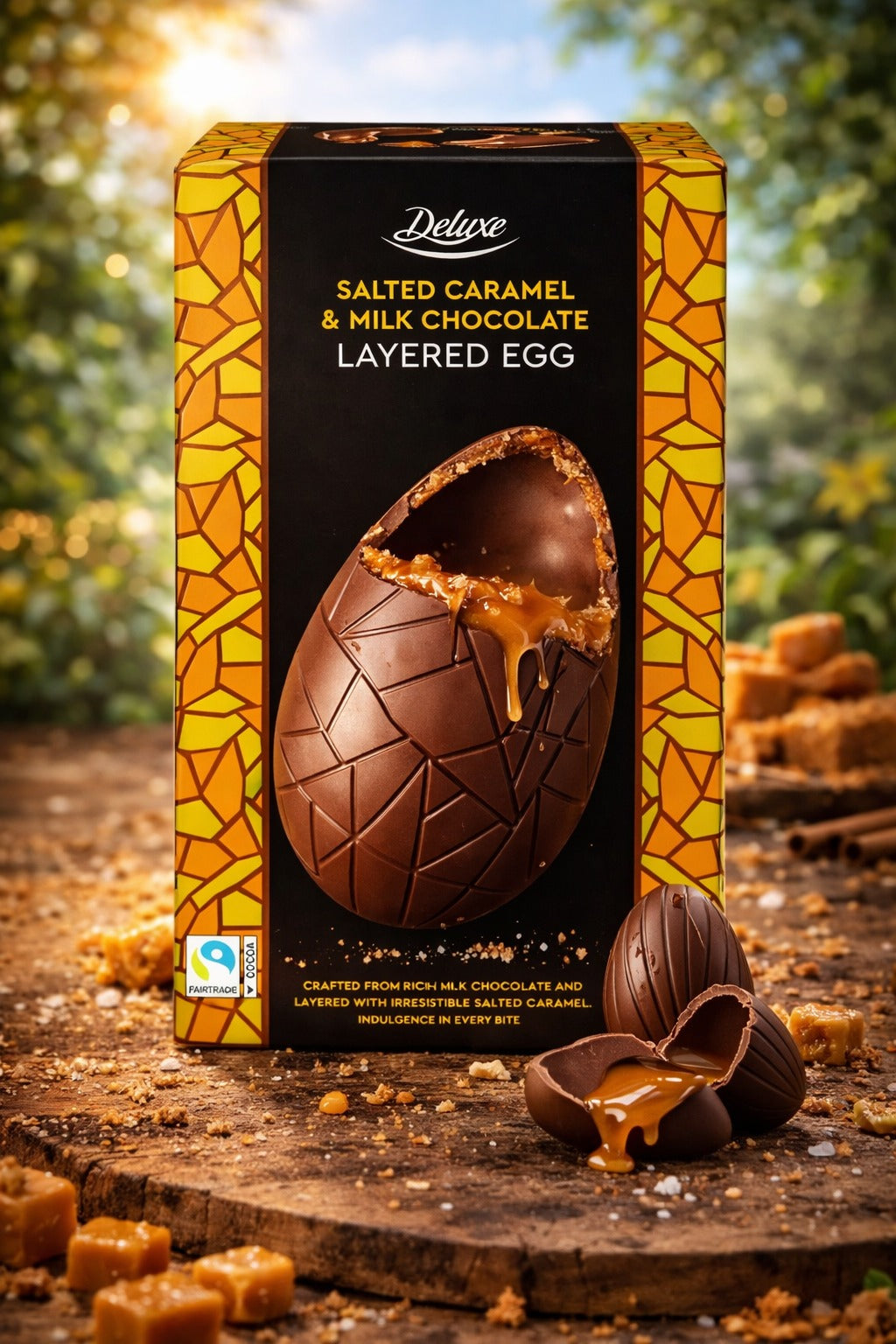 Deluxe Salted Caramel & Milk Chocolate Layered Easter Egg 300g Summer Treat