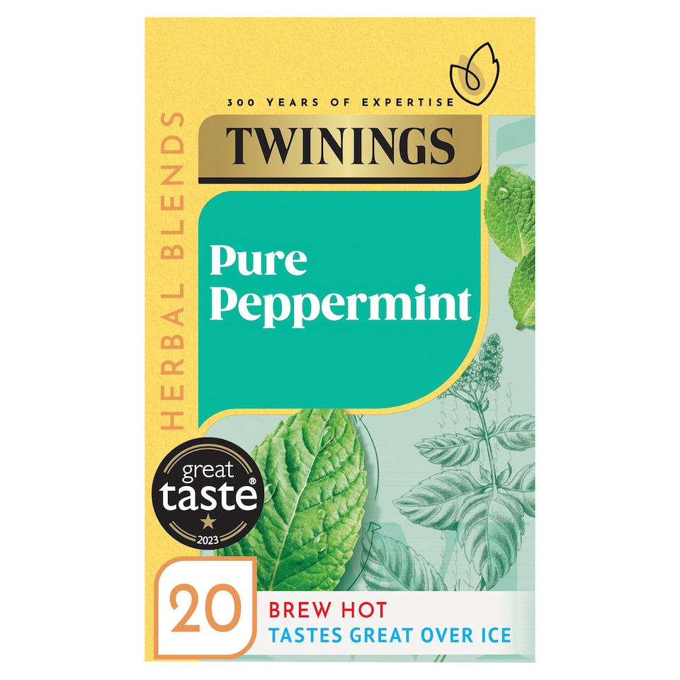 Twinings Pure Peppermint Tea Bags 20 Pack 40g Refreshing Herbal Tea