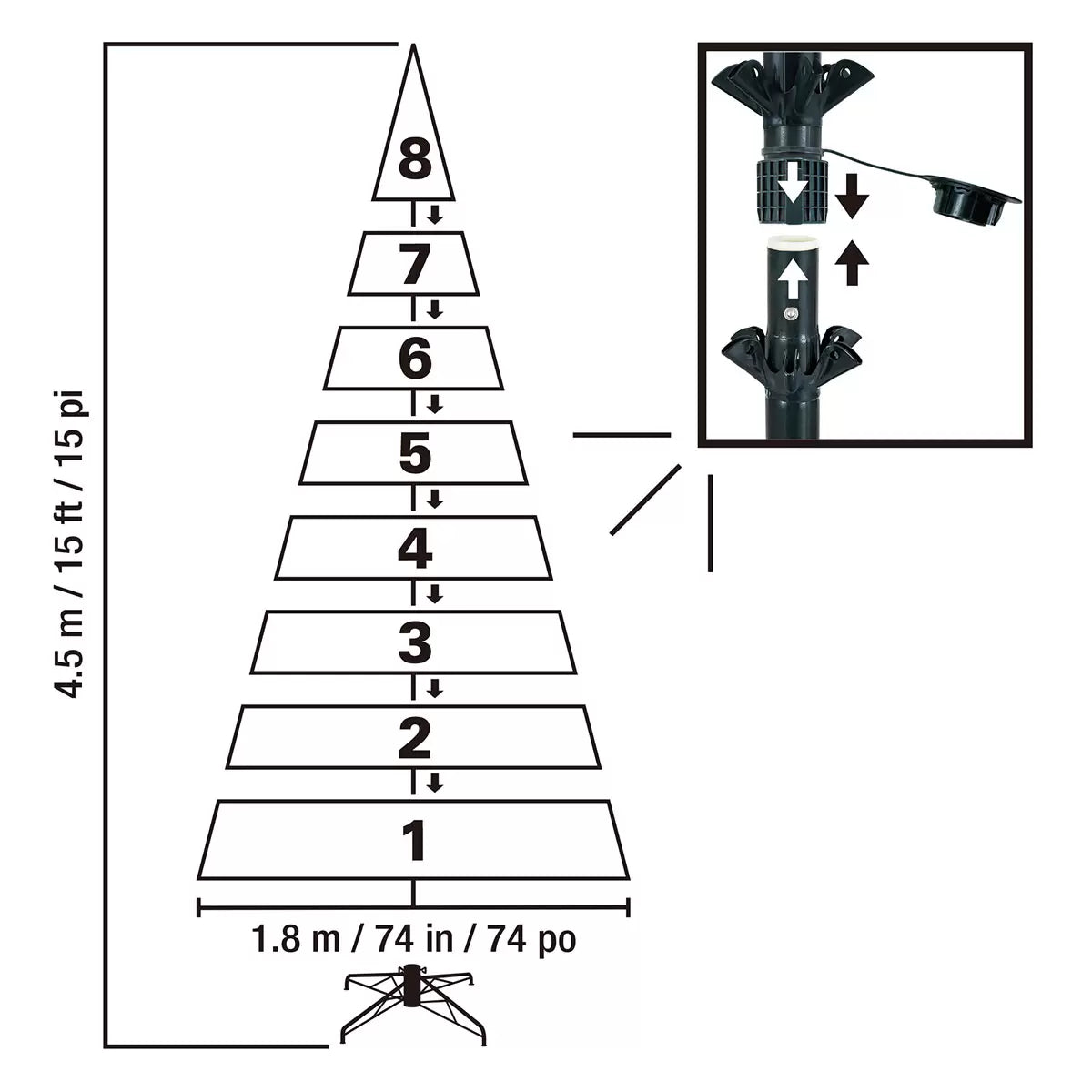 15ft (4.6m) Pre-Lit Aspen Artificial Christmas Tree With 6,000 Colour-Changing LED Lights