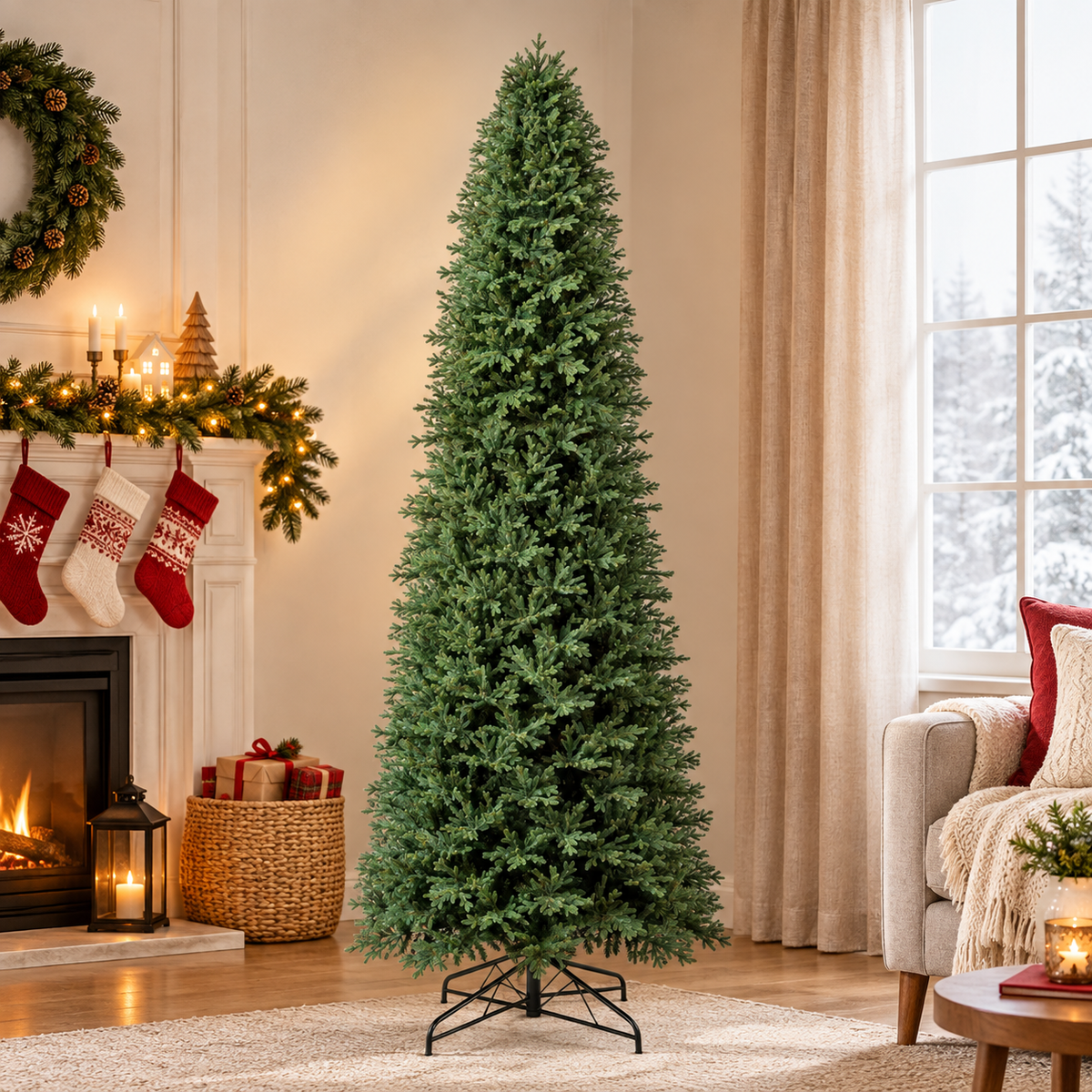 15ft (4.6m) Pre-Lit Aspen Artificial Christmas Tree With 6,000 Colour-Changing LED Lights