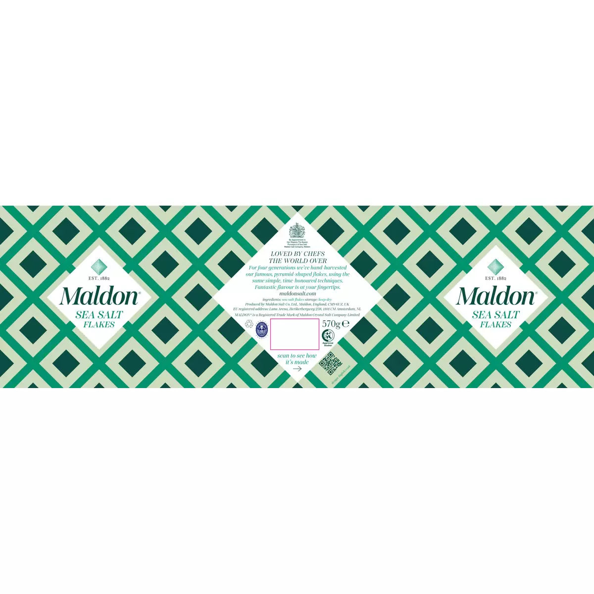 Maldon Sea Salt Flakes 570g | Premium Hand-Harvested Sea Salt | Soft Crunchy Flakes | Ideal for Cooking, Seasoning & Finishing