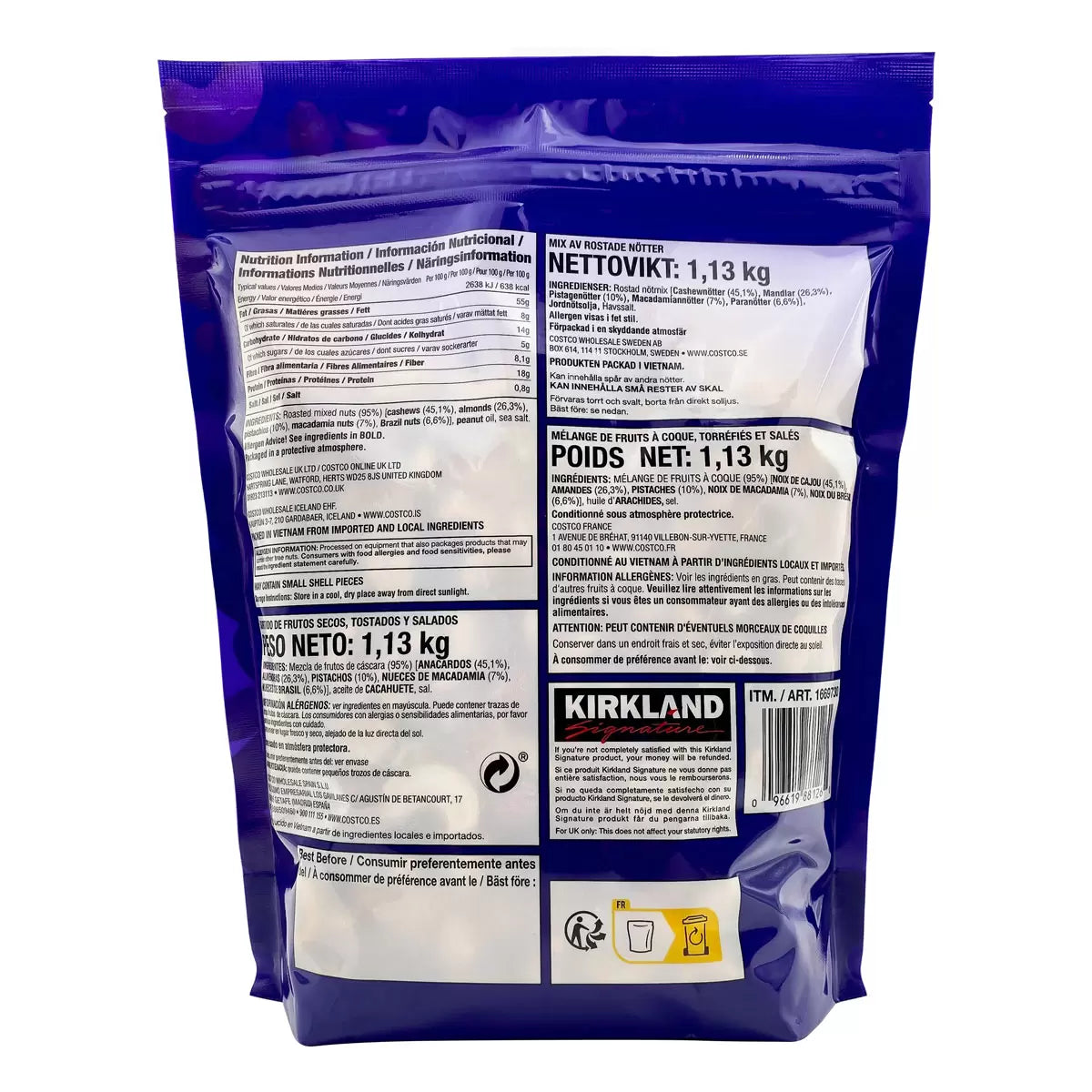 Kirkland Signature Extra Fancy Salted Mixed Nuts, 1.13kg