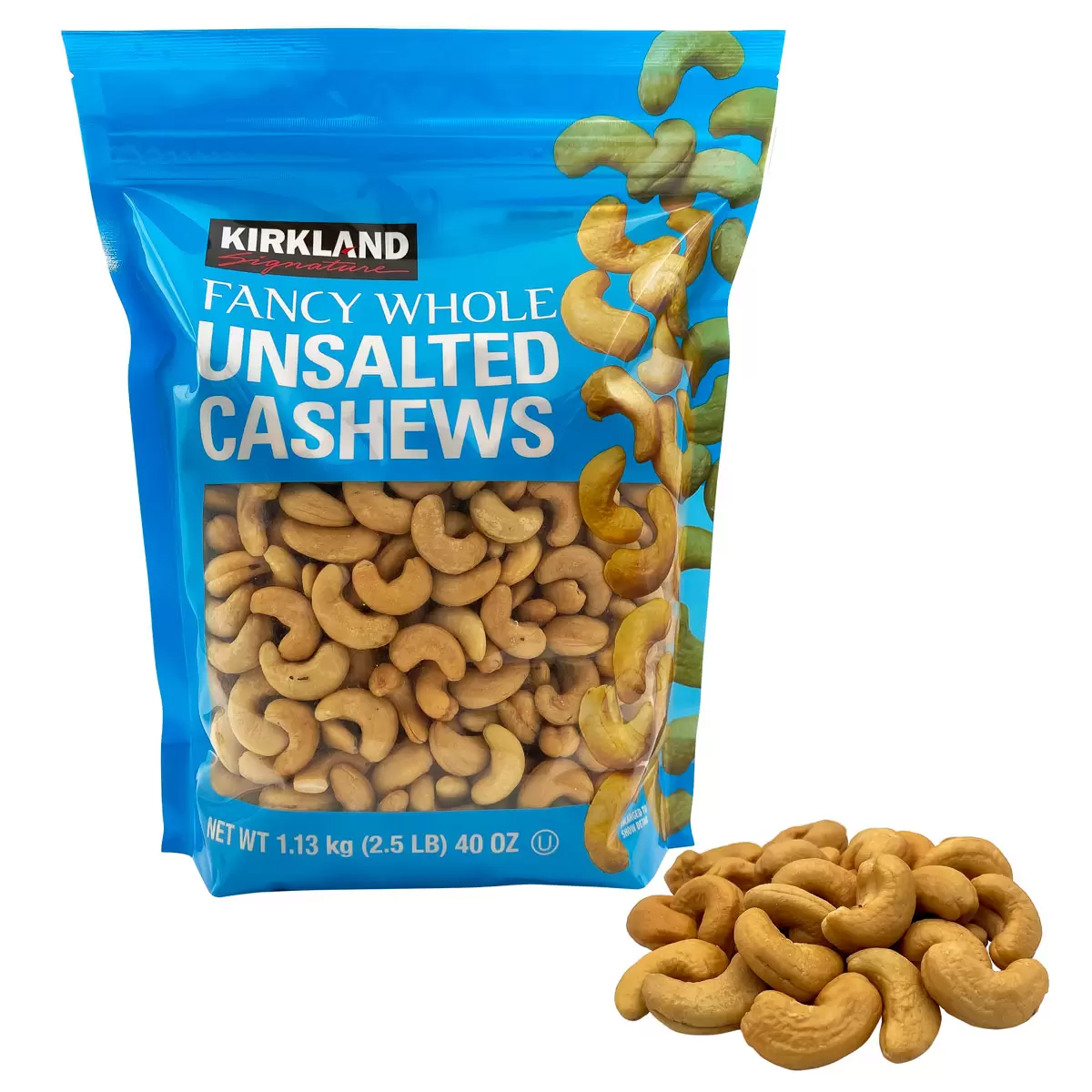 Kirkland Signature Fancy Whole Unsalted Cashews - 1.13kg