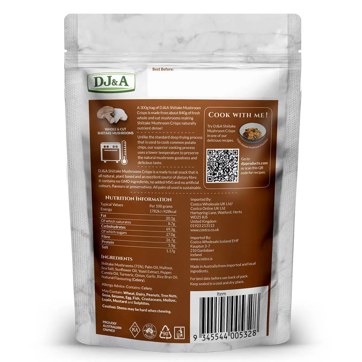 DJA Shiitake Mushroom Crisps 300g – Savoury Umami Gourmet Snacks