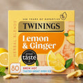 Twinings Lemon & Ginger Tea Bags 80 Pack 120g Refreshing Herbal Tea Blend