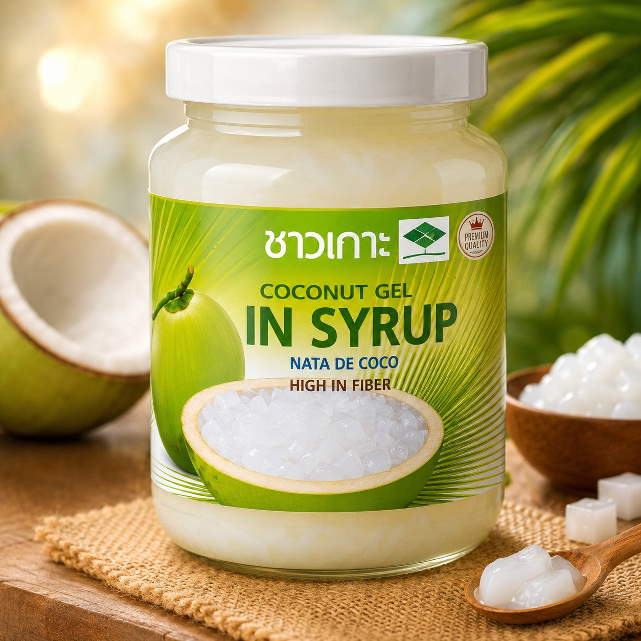 CHAOKOH Coconut Gel in Syrup Tropical Dessert Ingredient for Drinks and Recipes