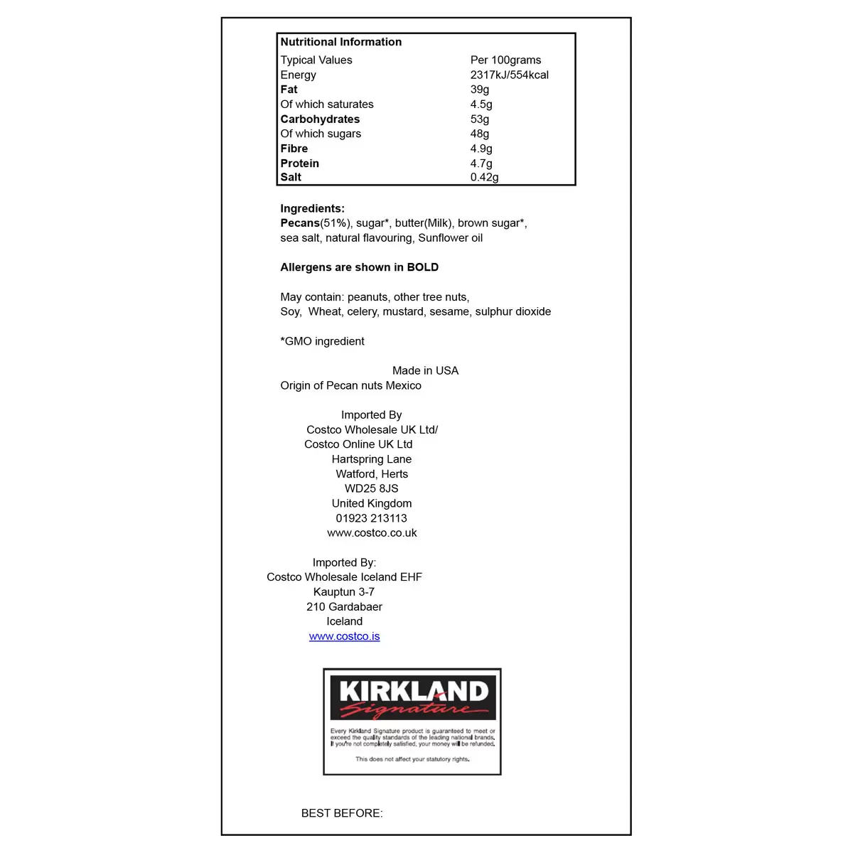 Kirkland Signature Praline Pecans – Fancy Pecans with Sweet Praline Coating, 1.13 kg