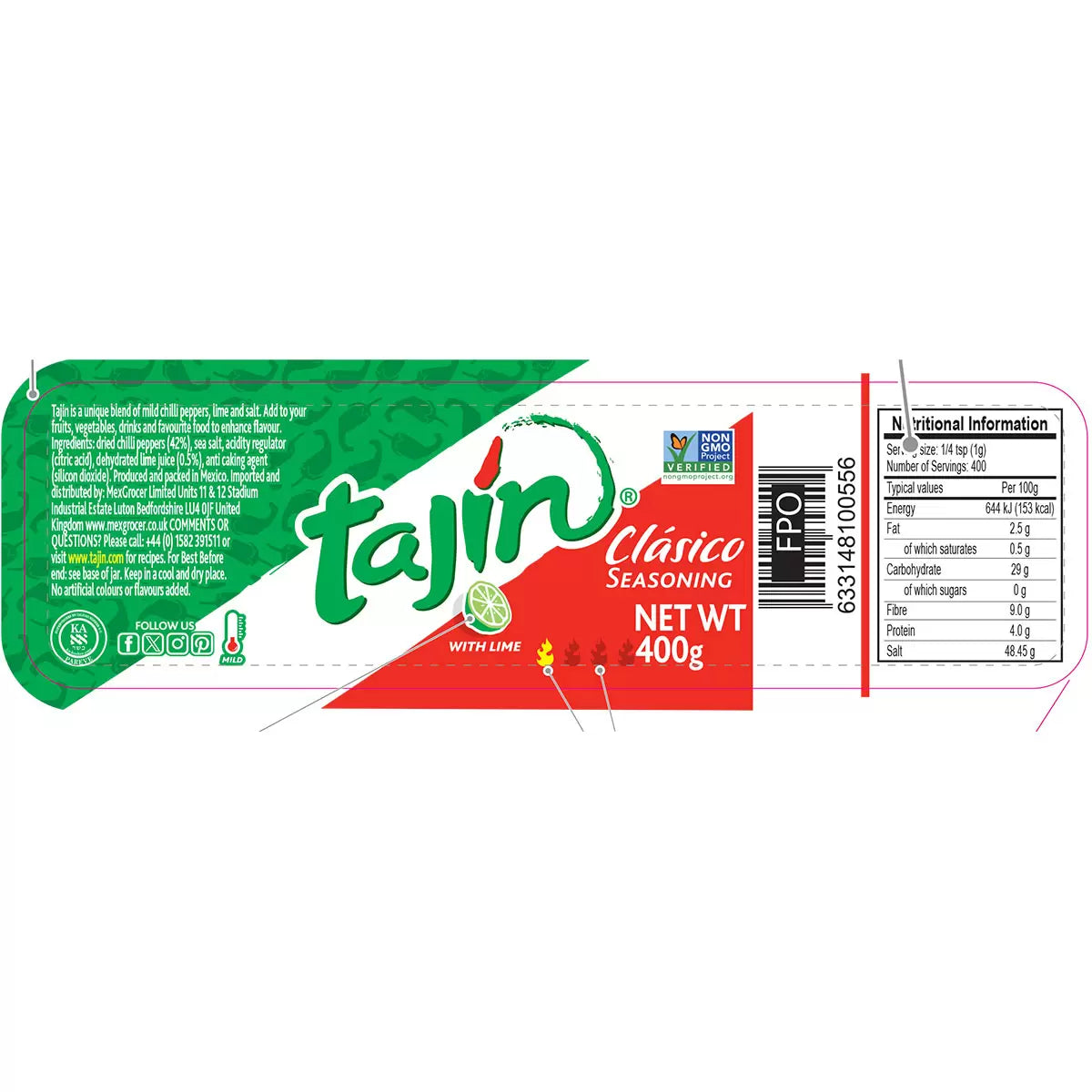 Tajín Classic Seasoning 400g | Chili Lime & Sea Salt Mexican Seasoning