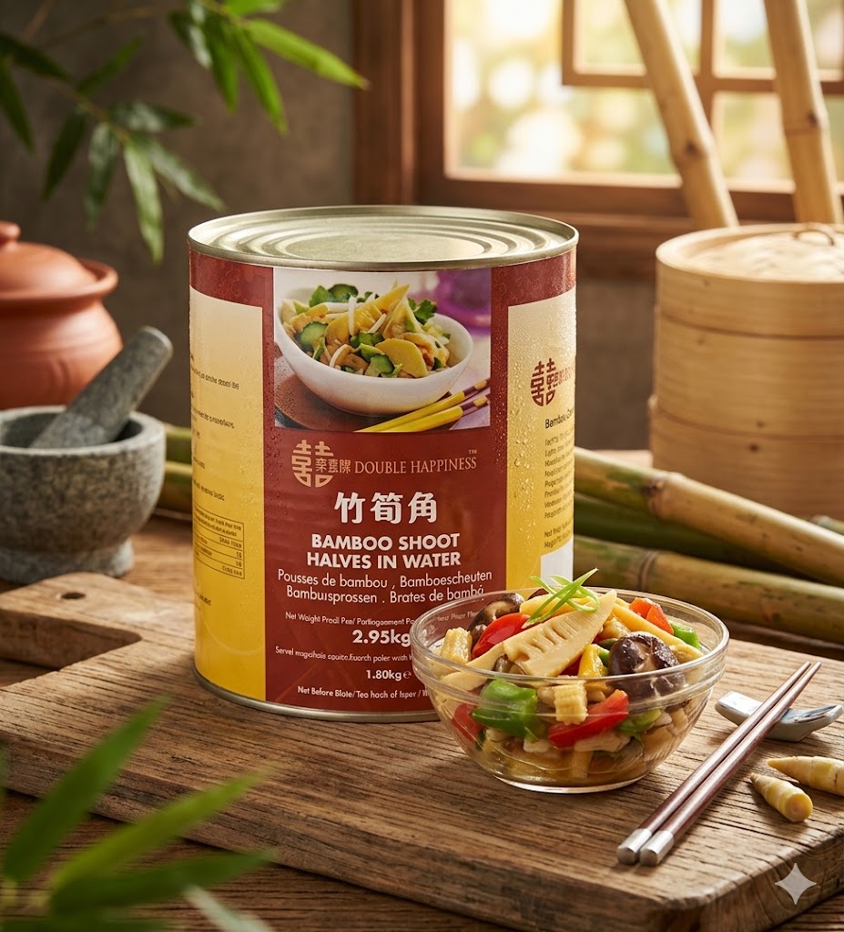 DOUBLE HAPPINESS Bamboo Shoot Halves – Tender Bamboo Shoots for Asian Dishes