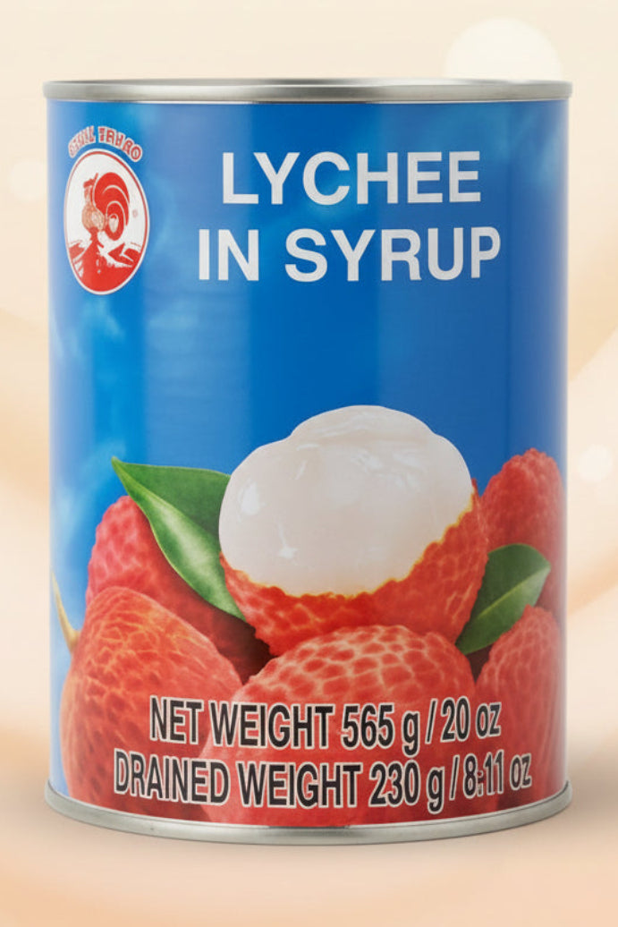 COCK BRAND Lychee in Syrup Sweet Tropical Fruit for Desserts Drinks Recipes