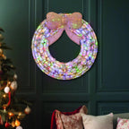 24 Inch Ornament Wreath With LED Lights GOLD