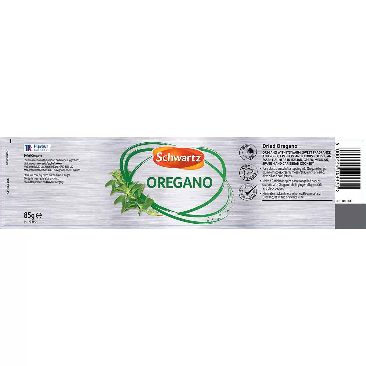Schwartz Oregano 85g | Premium Dried Oregano | Aromatic Mediterranean Herb for Pizza, Pasta, Sauces & Everyday Cooking