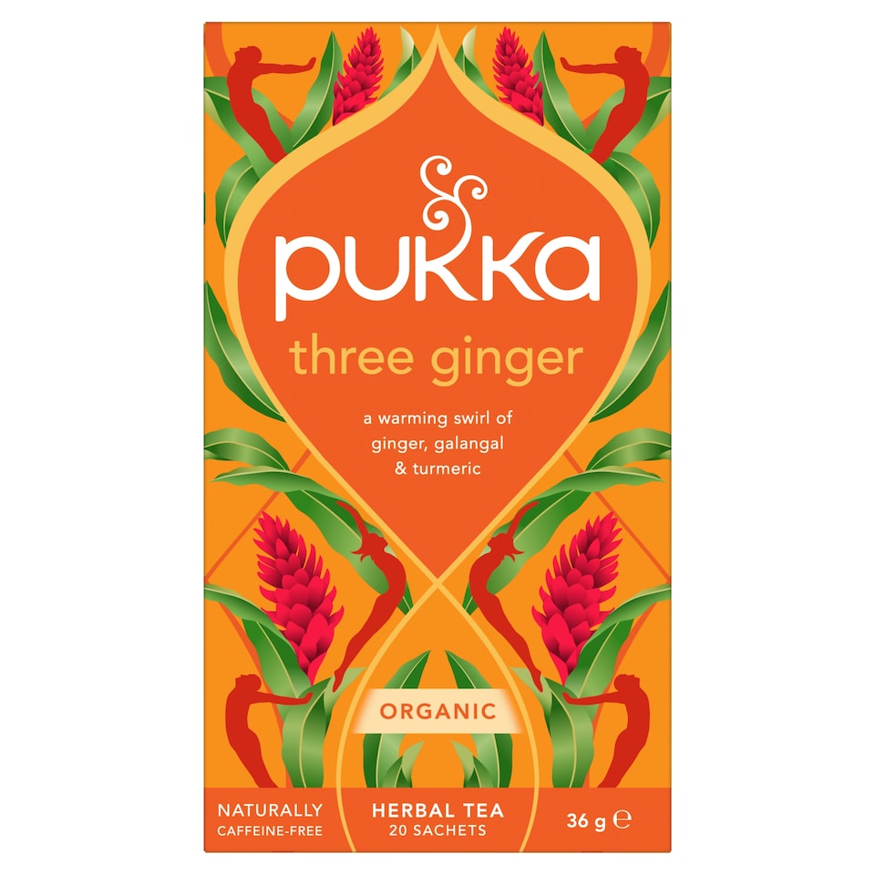 Pukka Organic Three Ginger Tea 20 Herbal Tea Bags 36g Warming Herbal Blend