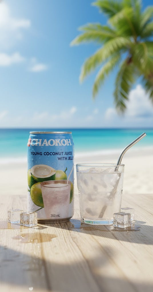 Chaokoh Young Coconut Juice with Pulp 350ml – Refreshing Coconut Drink with Real Coconut Pieces