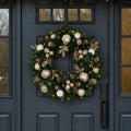 30 inch (76cm) Pre-Lit Decorated Wreath with 50 LED Lights in Metallic