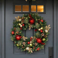 30 inch (76cm) Pre-Lit Decorated Wreath with 50 LED Lights in Red