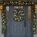 30 inch (76cm) Pre-Lit Decorated Wreath with 50 LED Lights in Metallic