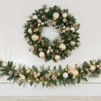 30 inch (76cm) Pre-Lit Decorated Wreath with 50 LED Lights in Metallic