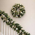 30 inch (76cm) Pre-Lit Decorated Wreath with 50 LED Lights in Metallic