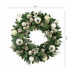 30 inch (76cm) Pre-Lit Decorated Wreath with 50 LED Lights in Metallic