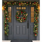 30 inch (76cm) Pre-Lit Decorated Wreath with 50 LED Lights in Red