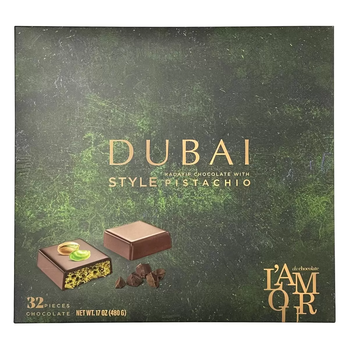 L’amour Du Chocolate Dubai Style Pistachio Chocolate 500g – 32 Pieces Luxury Turkish Chocolate