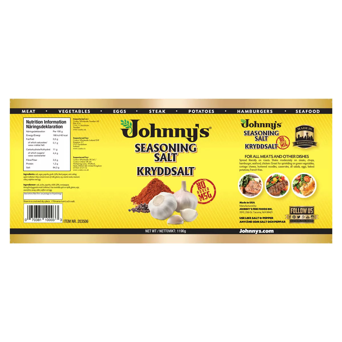 Johnny's Seasoning Salt, 1.19kg