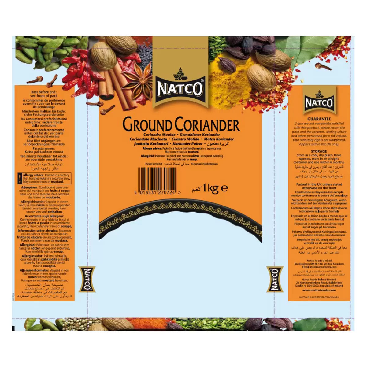 Natco Ground Coriander 1kg | Premium Ground Coriander Powder for Indian & International Cooking