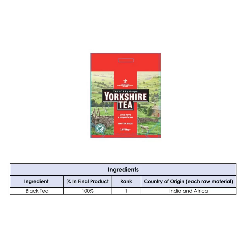 Taylors of Harrogate Yorkshire Tea 600 Tea Bags (1.875kg) – Premium Black Tea
