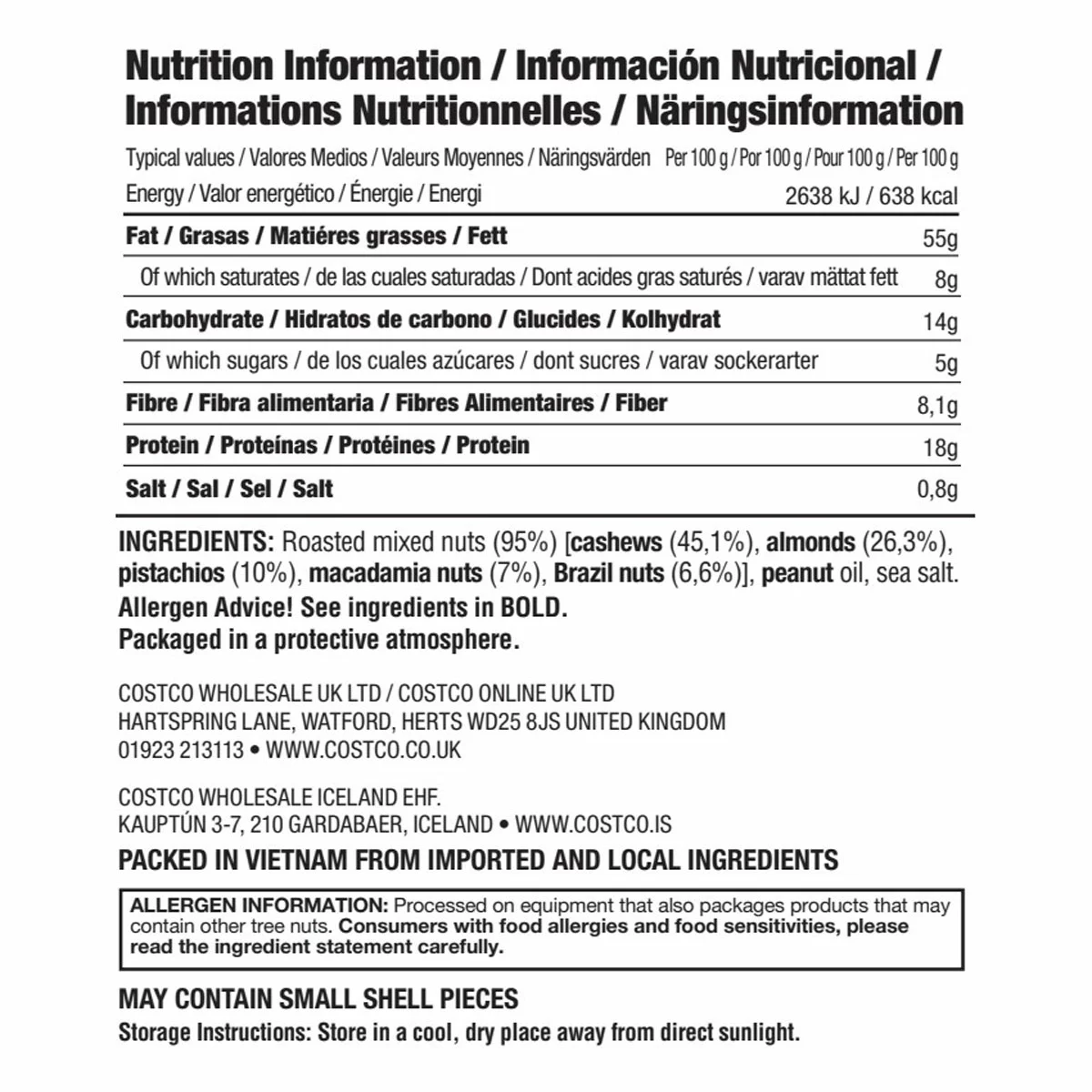 Kirkland Signature Extra Fancy Salted Mixed Nuts, 1.13kg
