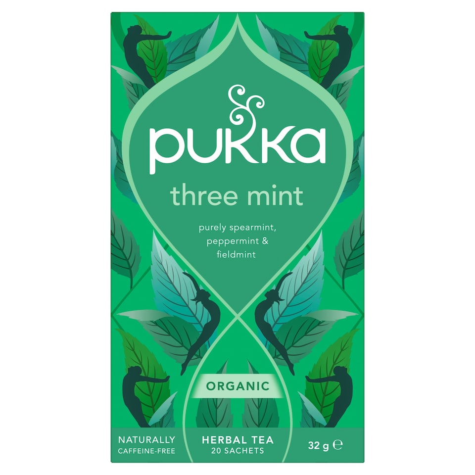 Pukka Organic Three Mint Tea 20 Herbal Tea Bags 32g Refreshing Mint Blend