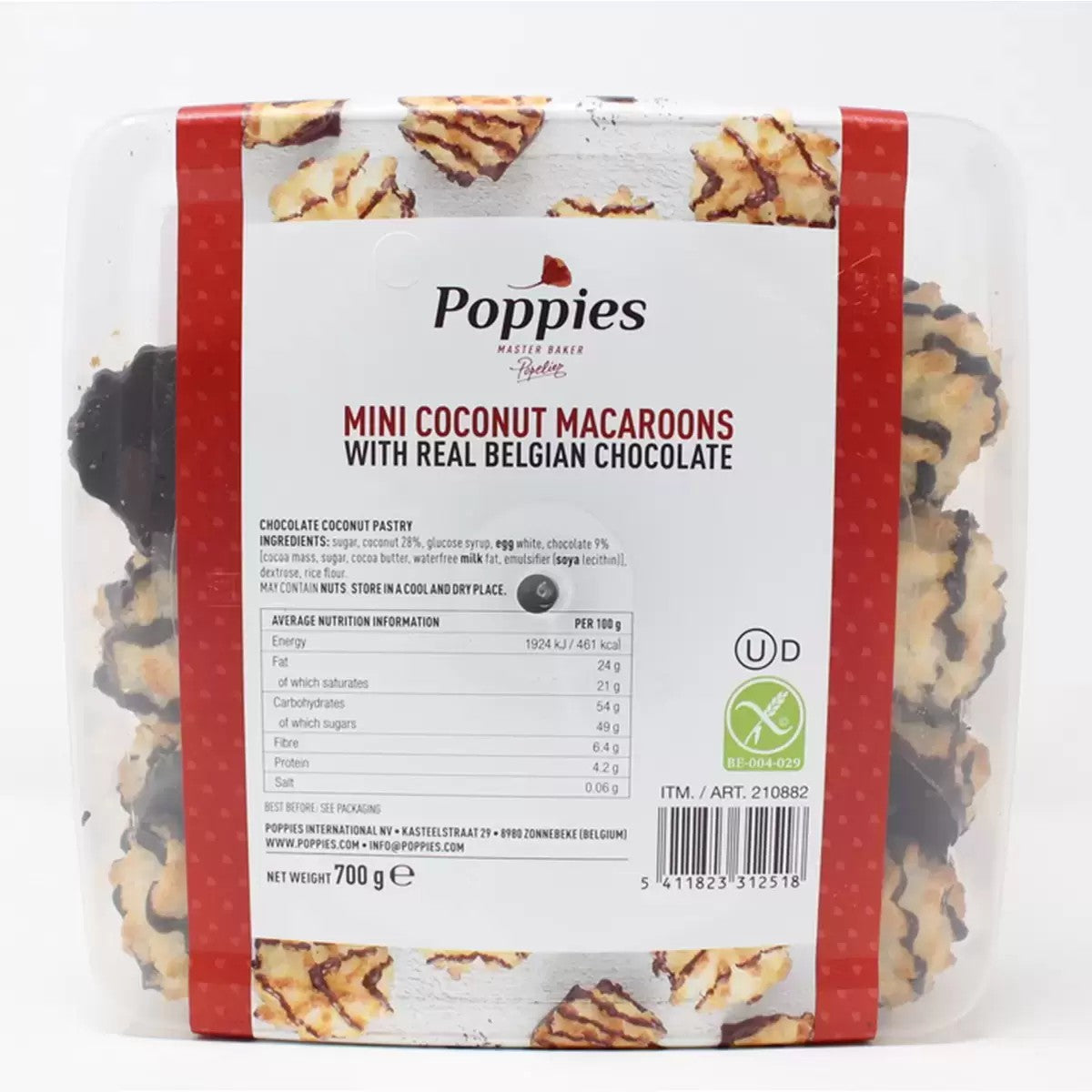 Poppies Mini Coconut Macaroons with Real Belgian Chocolate 700g Sweet Treats