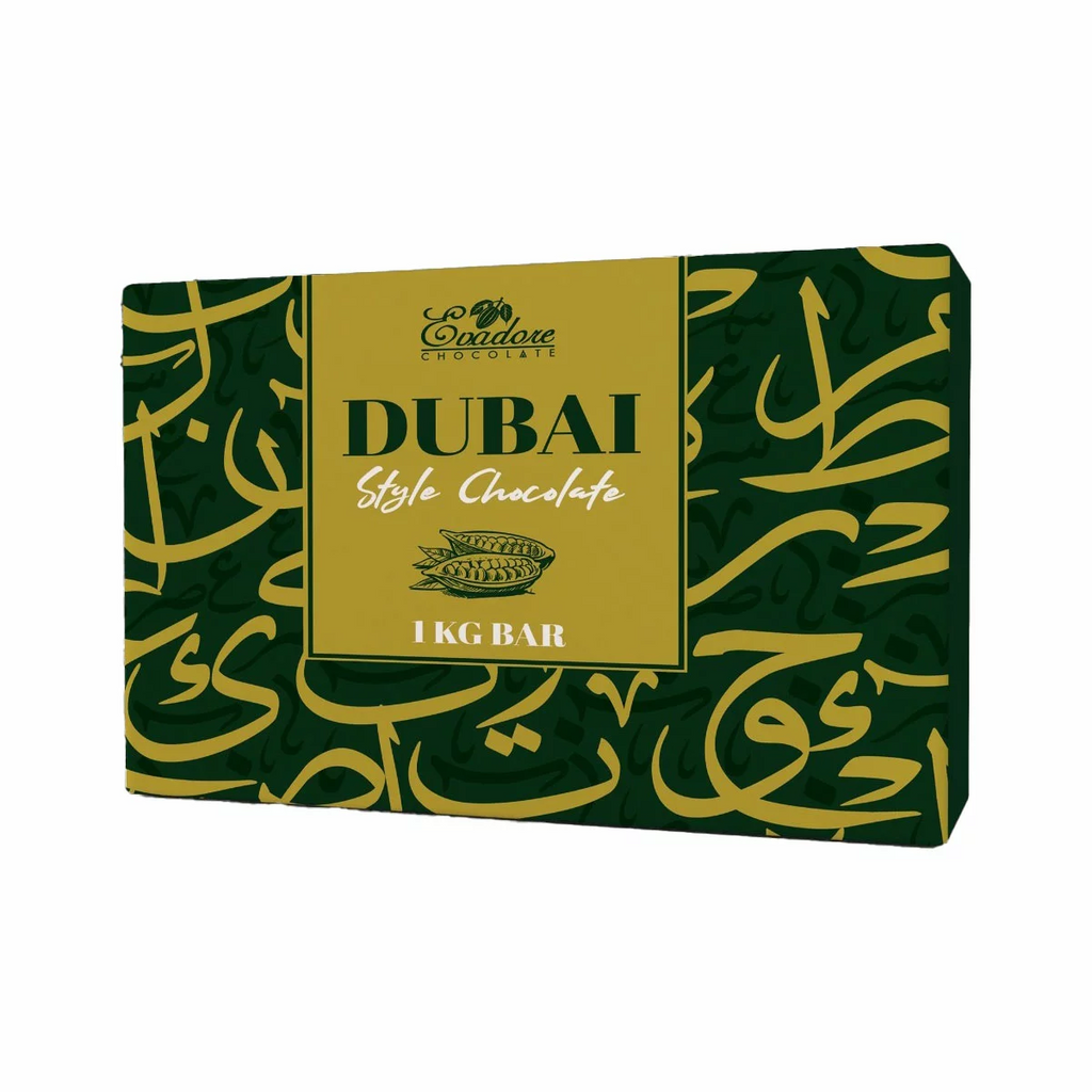 Evadore Dubai Style Chocolate Bar 1kg – Pistachio & Kadayif Filled Milk Chocolate