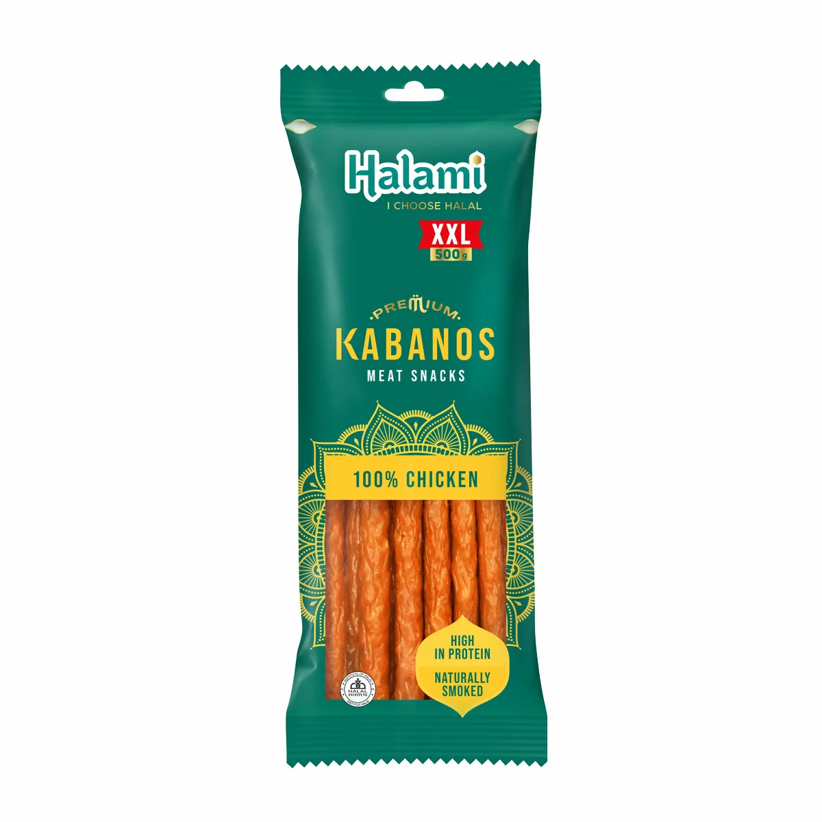 Halami Chicken Kabanos 500 g – Halal Naturally Smoked Chicken Sausages